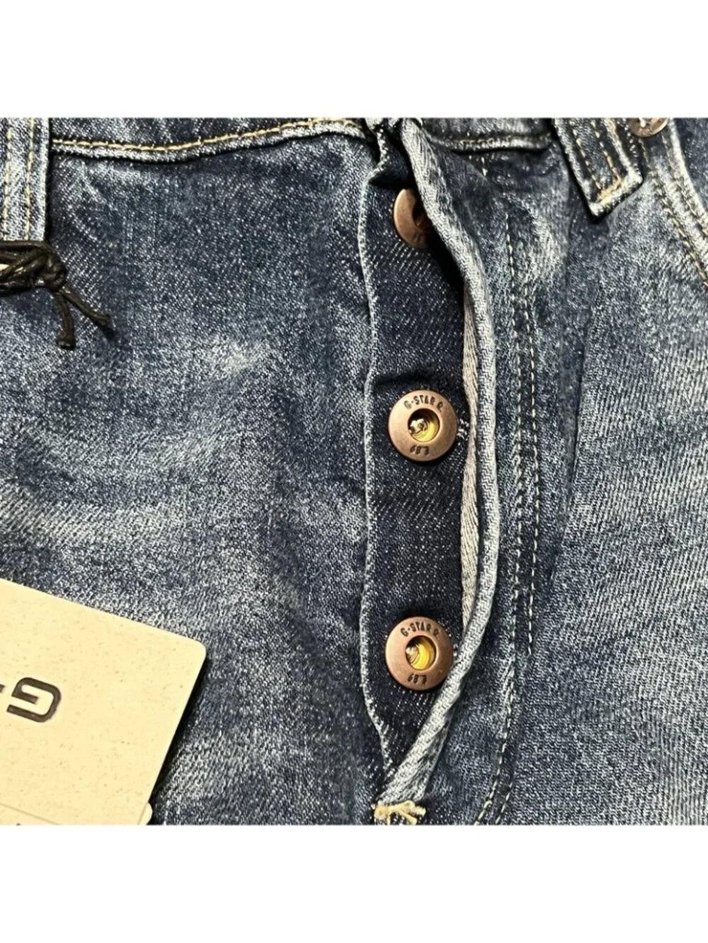 G-Star RAW 3301 Slim Jeans 32x30 NWT Blue Vintage Sakarya Denim Button Fly